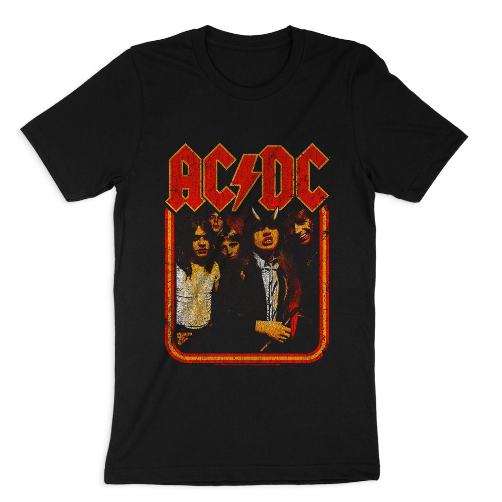 AC DC BAND GROUP DISTRESSED SHORT SLEEVE T-SHIRT