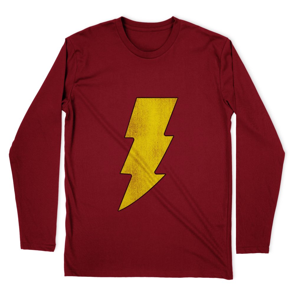 DC COMICS SHAZAM LOGO DISTRESSED LONG SLEEVE T-SHIRT