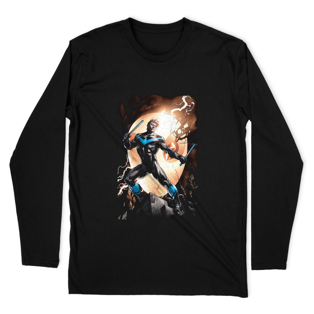 BATMAN NIGHTWING AGAINST OWLS LONG SLEEVE T-SHIRT