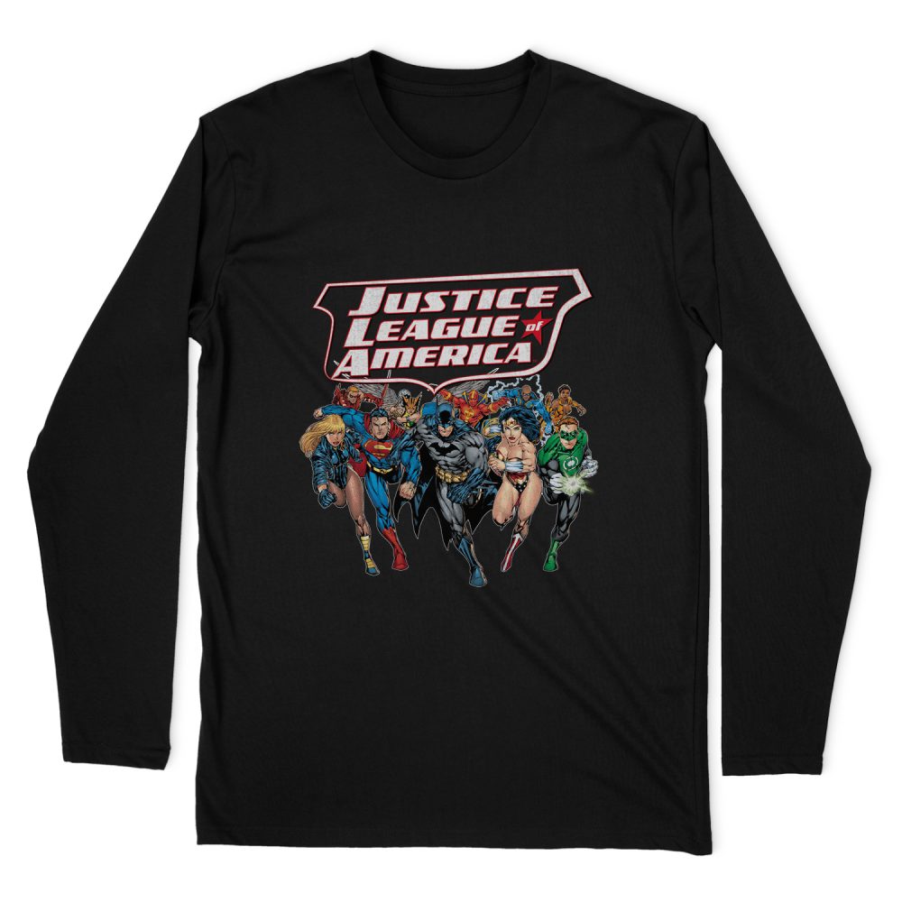 JUSTICE LEAGUE CHARGING JUSTICE LONG SLEEVE T-SHIRT
