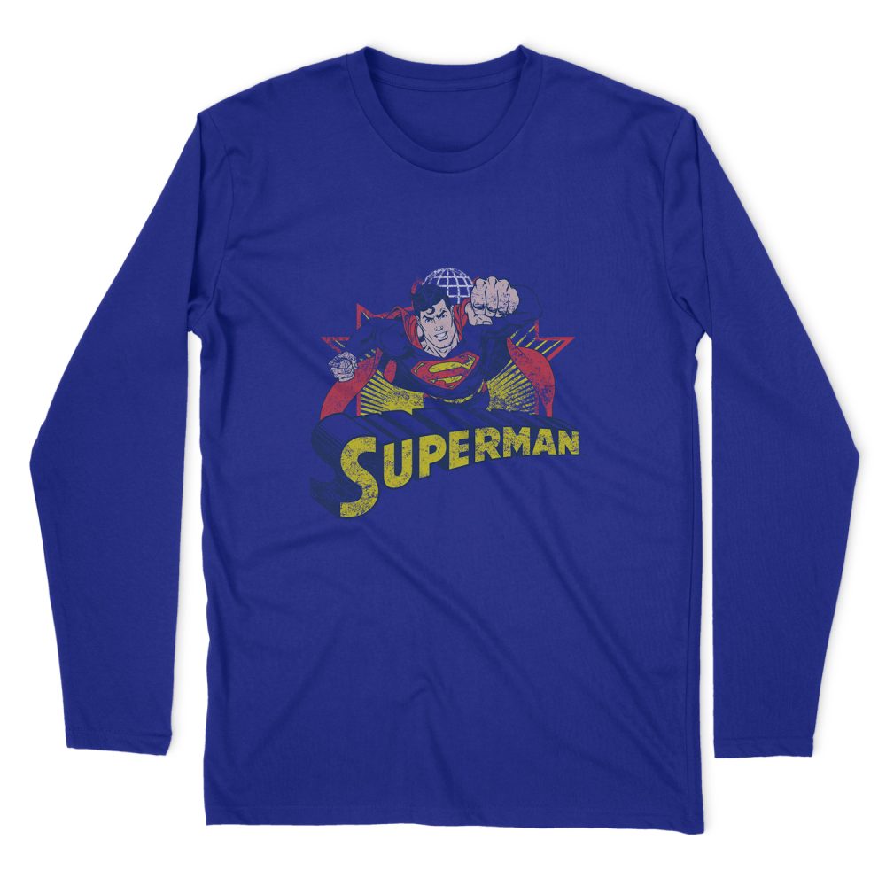 SUPERMAN ROUGH DISTRESS  LONG SLEEVE T-SHIRT