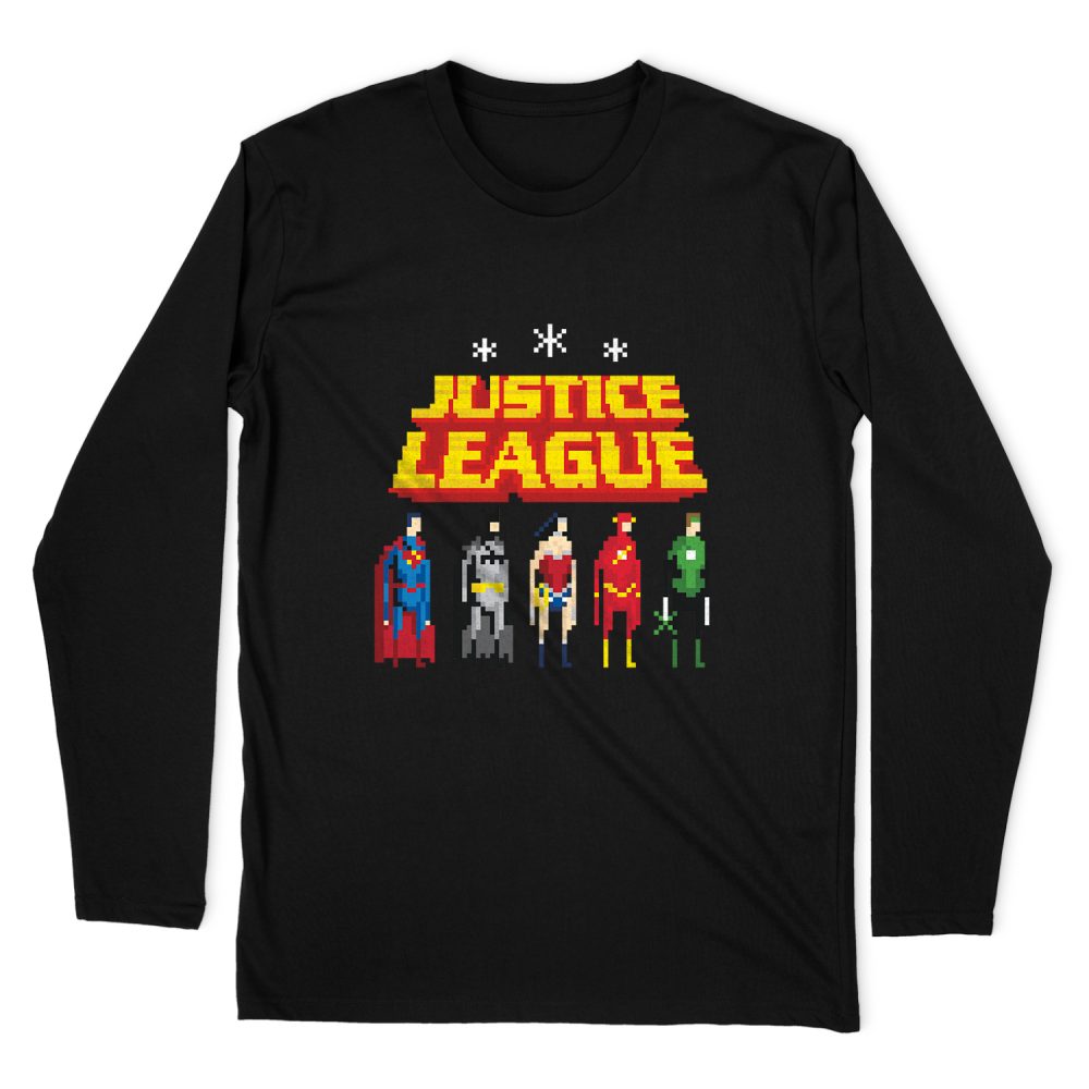 JUSTICE LEAGUE STANDING BELOW LONG SLEEVE T-SHIRT
