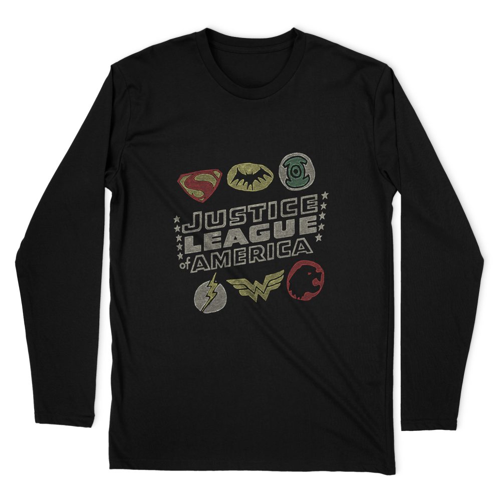 JUSTICE LEAGUE SYMBOLS LONG SLEEVE T-SHIRT