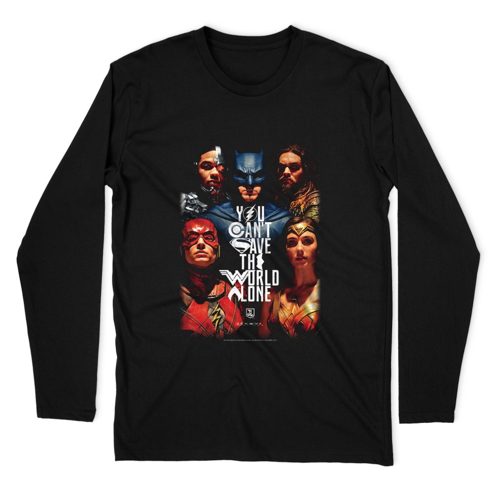 JUSTICE LEAGUE SAVE THE WORLD POSTER  LONG SLEEVE T-SHIRT