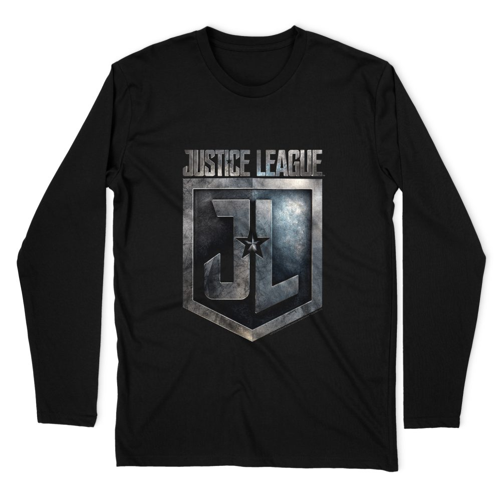JUSTICE LEAGUE SHIELD LOGO LONG SLEEVE T-SHIRT