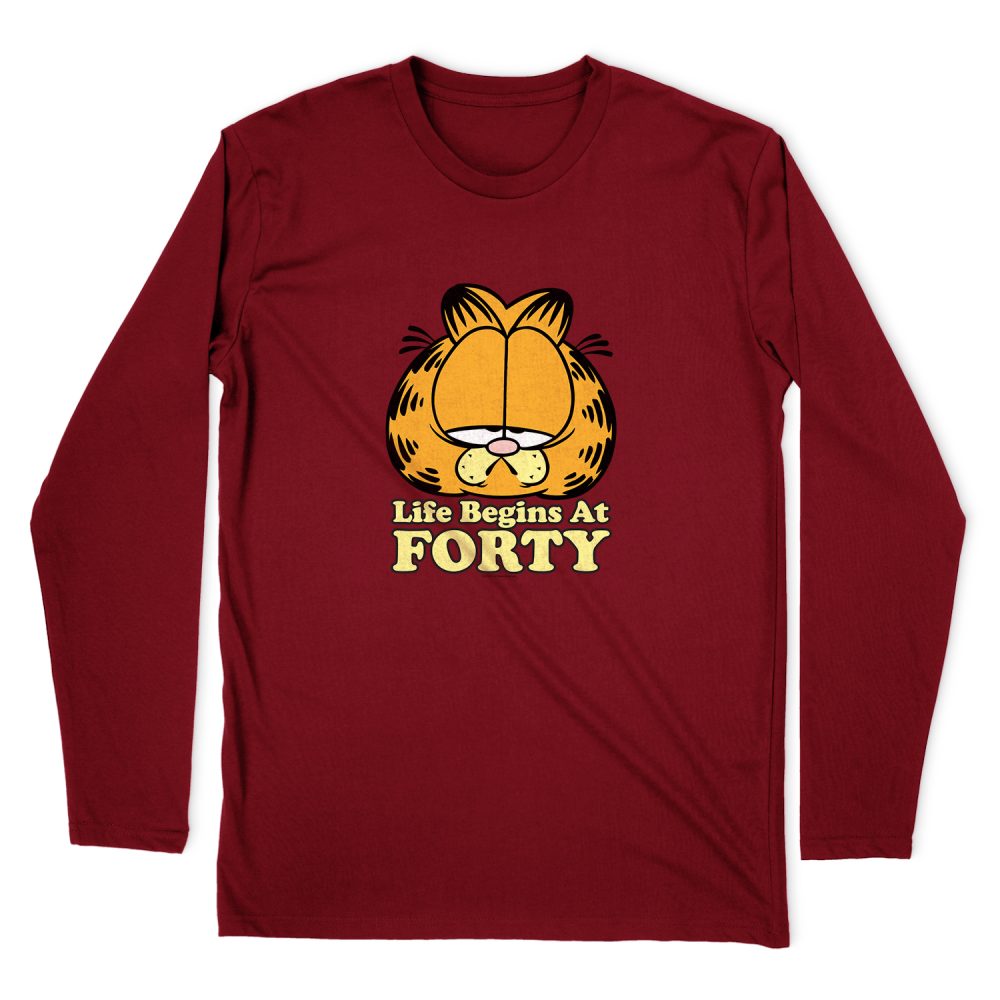 GARFIELD LIFE BEGINS AT FORTY LONG SLEEVE T-SHIRT