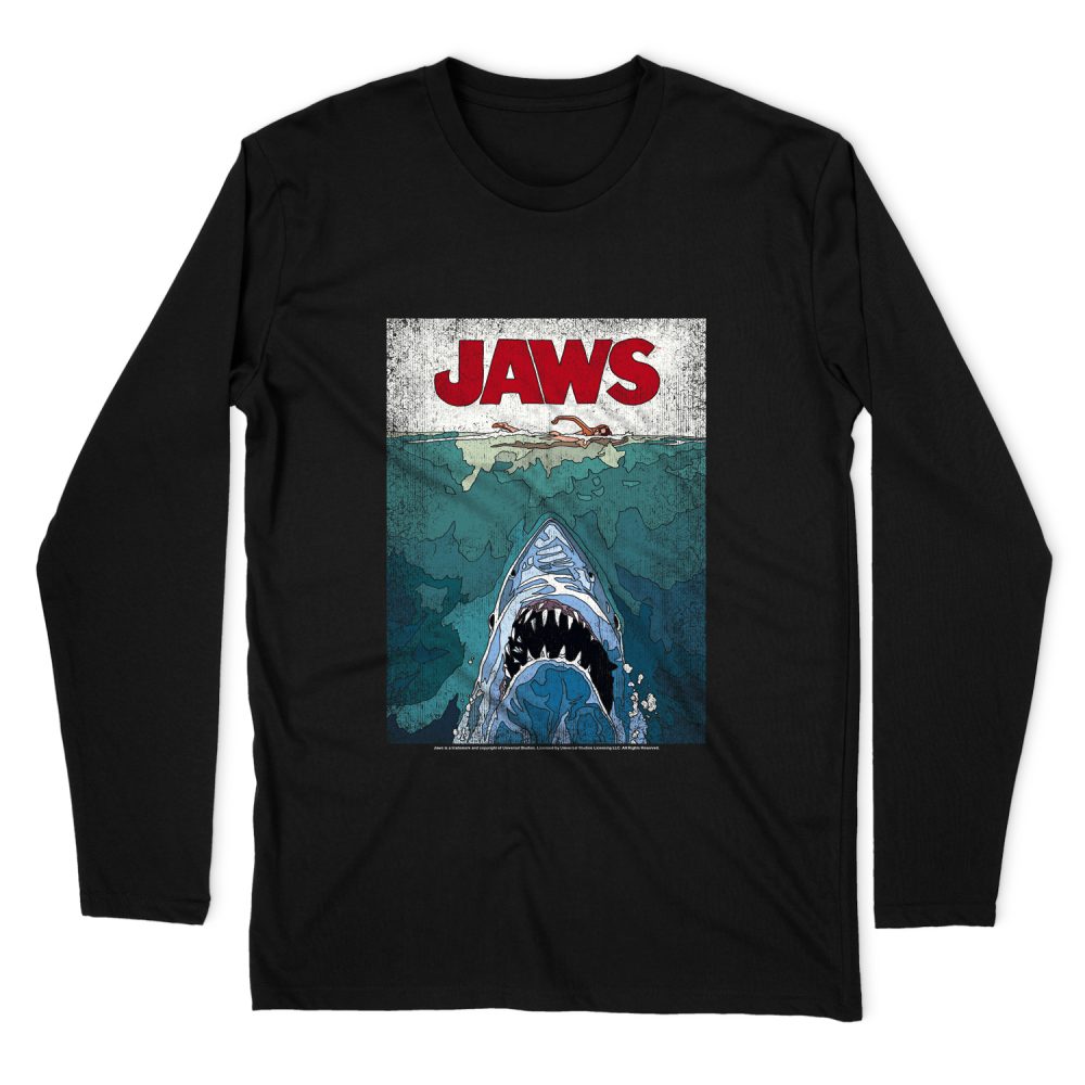 JAWS LINED POSTER LONG SLEEVE T-SHIRT