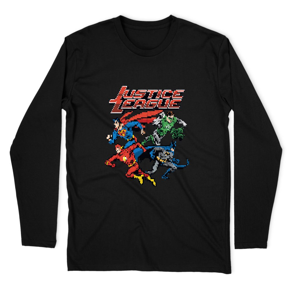 JUSTICE LEAGUE PIXEL LEAGUE LONG SLEEVE T-SHIRT