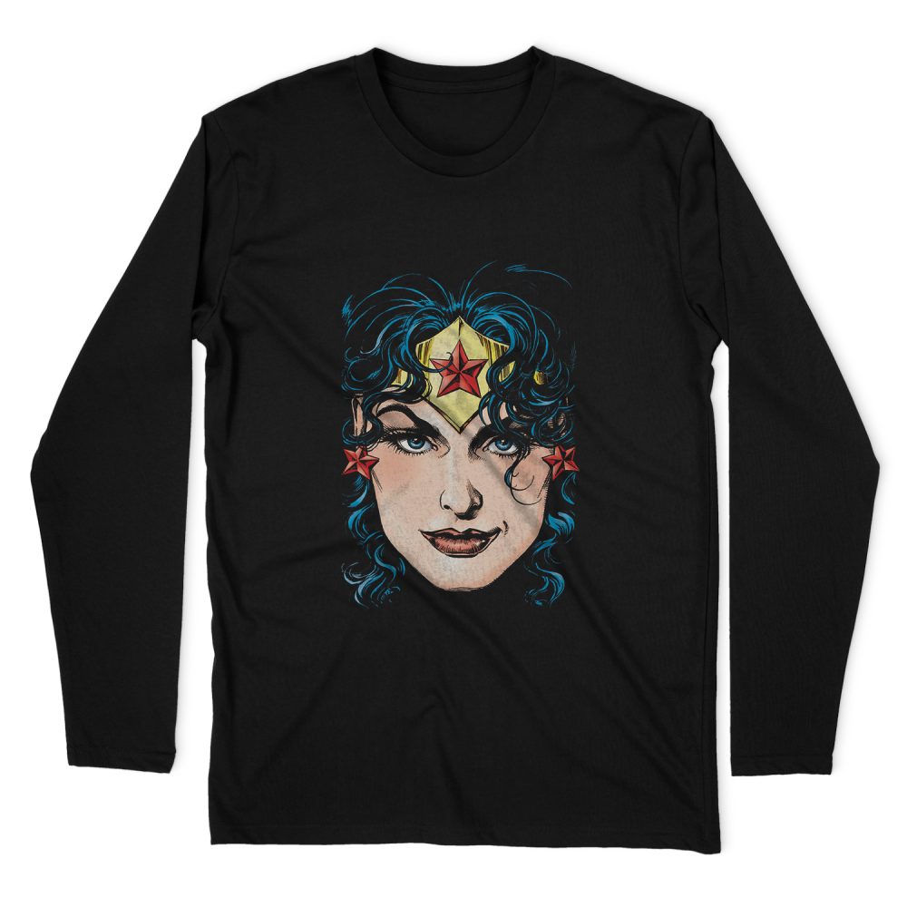 JUSTICE LEAGUE WONDER WOMAN HEAD LONG SLEEVE T-SHIRT