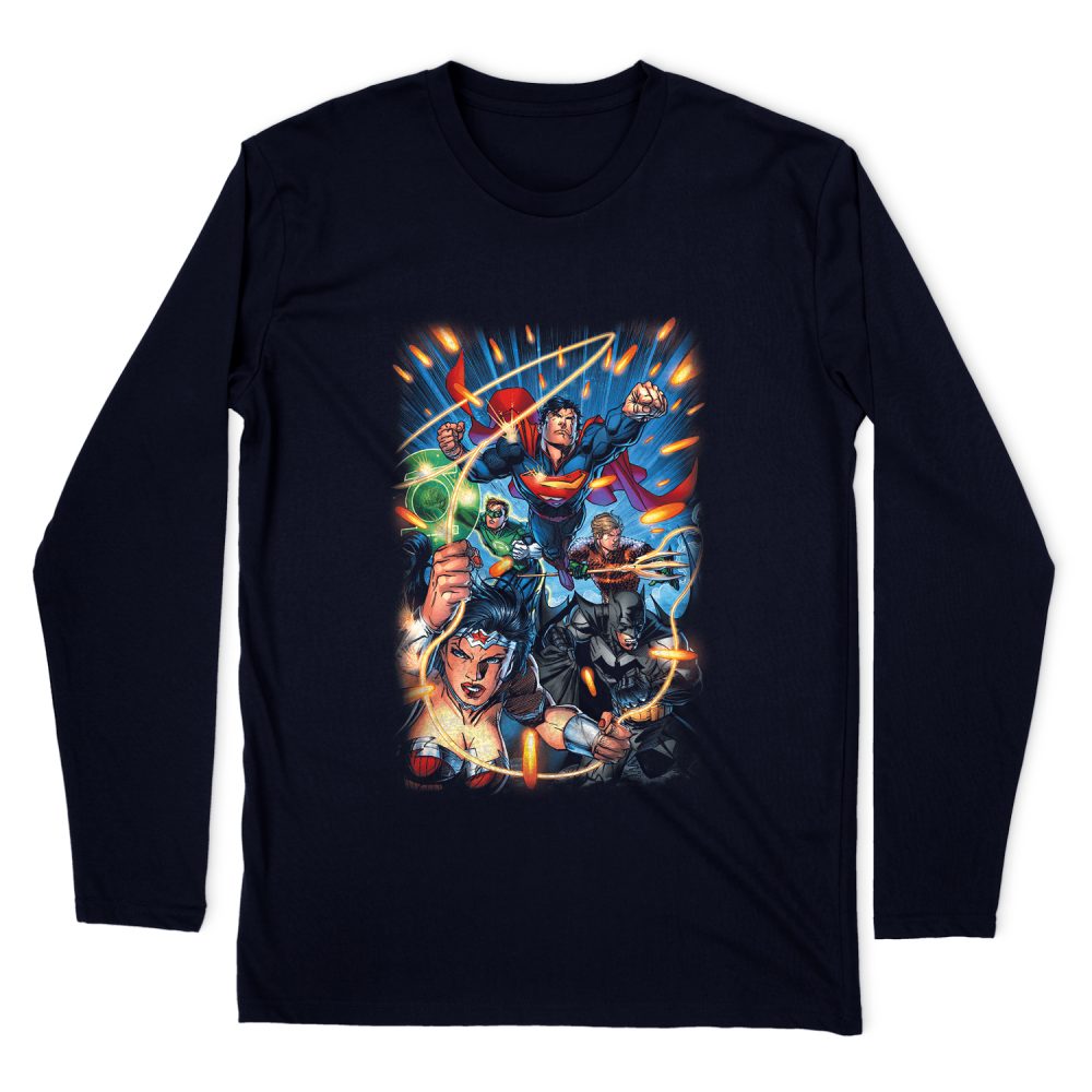 JUSTICE LEAGUE UNDER ATTACK LONG SLEEVE T-SHIRT