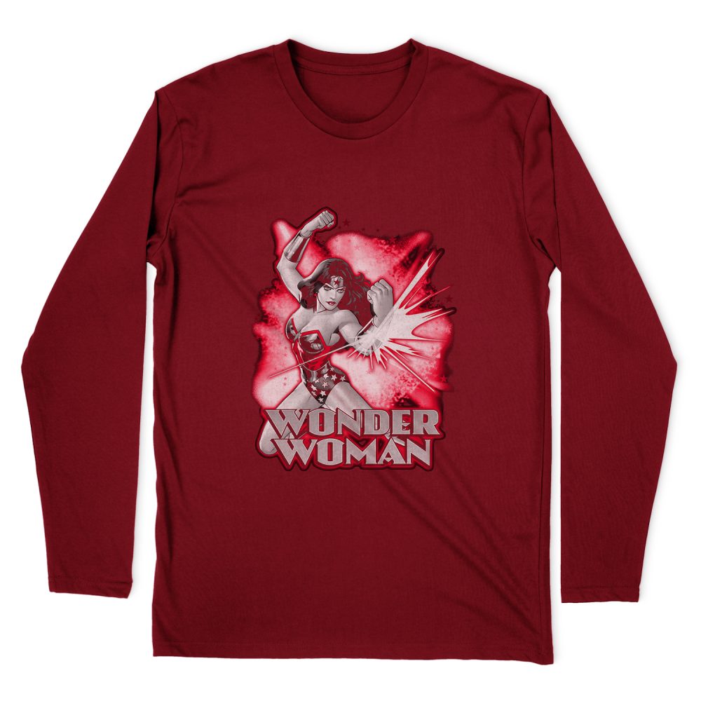 WONDER WOMAN RED & GRAY LONG SLEEVE T-SHIRT