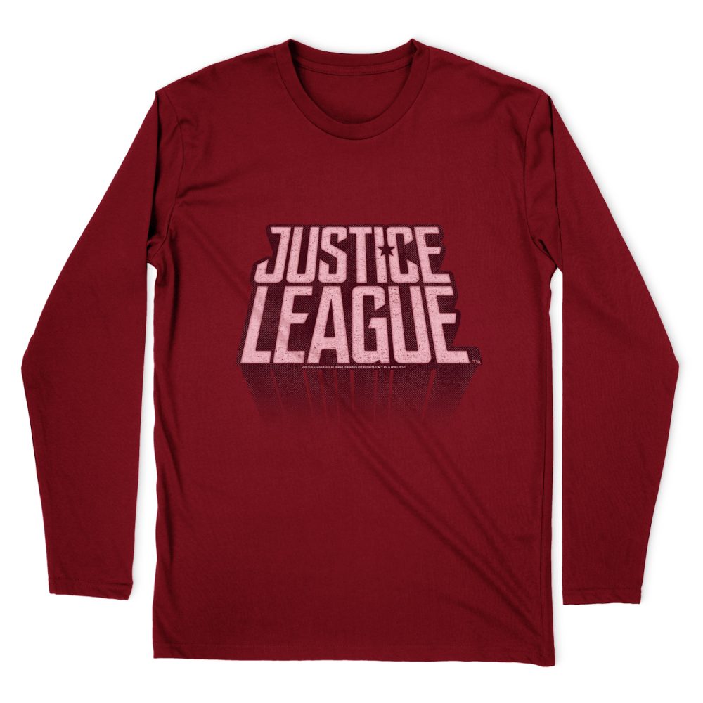 JUSTICE LEAGUE LEAGUE DISTRESSED LONG SLEEVE T-SHIRT