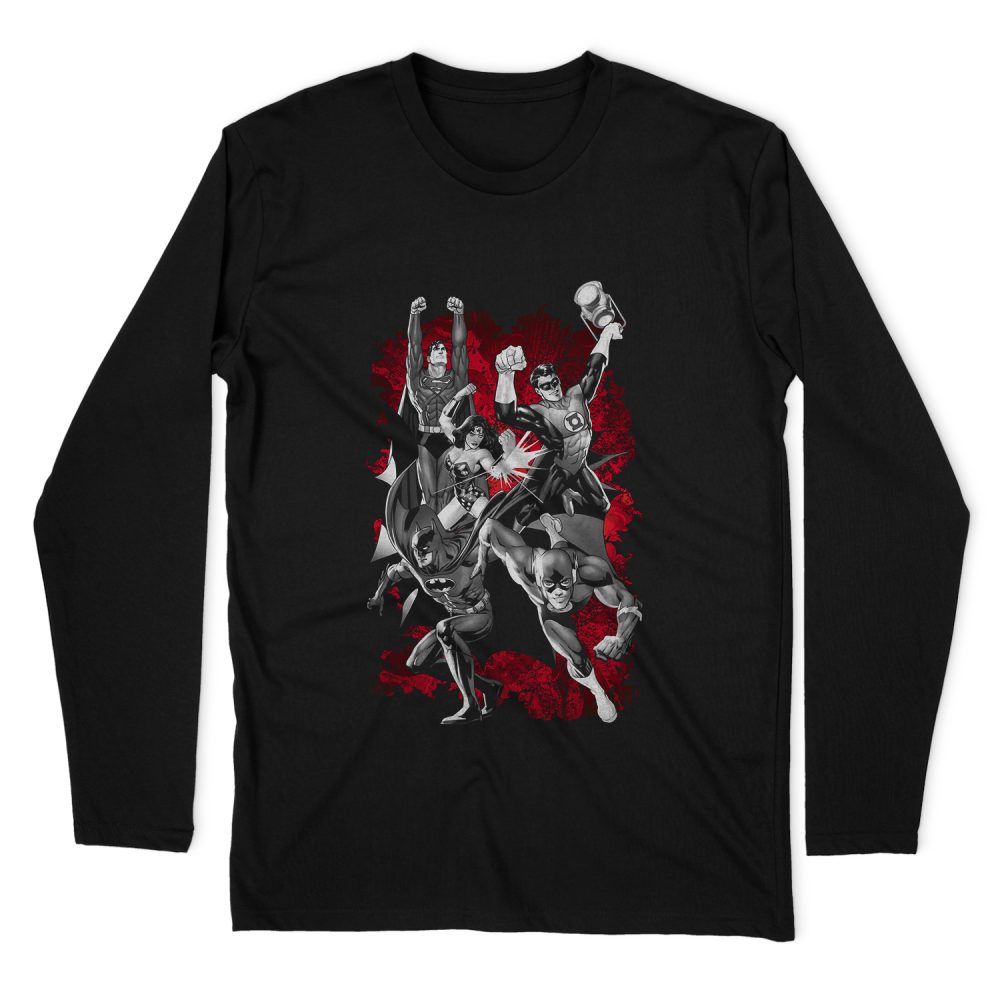 JUSTICE LEAGUE JLA EXPLOSION LONG SLEEVE T-SHIRT