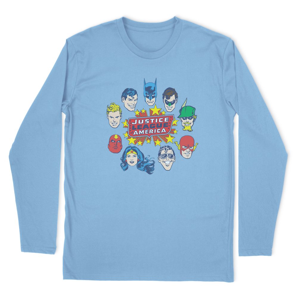 JUSTICE LEAGUE JUSTICE HEAD CIRCLE LONG SLEEVE T-SHIRT