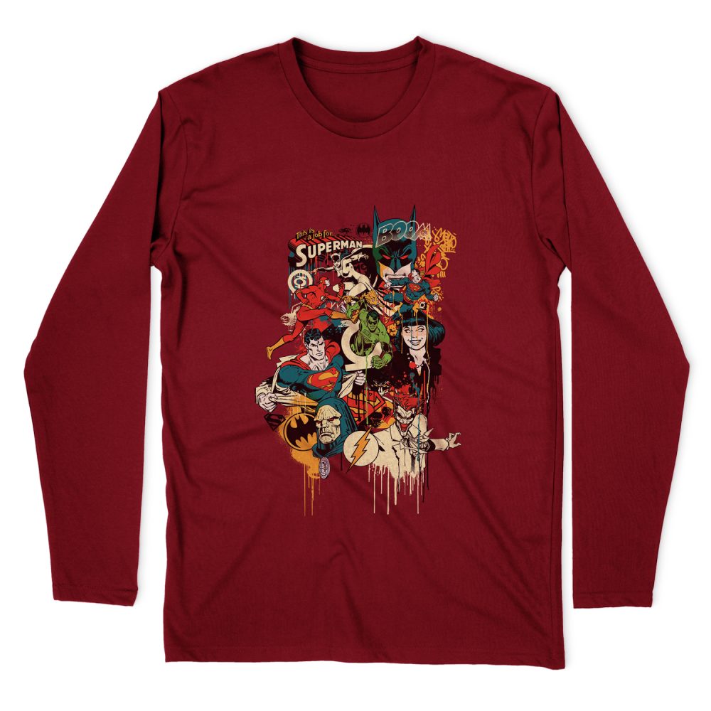 DC COMICS DRIPPING CHARACTERS LONG SLEEVE T-SHIRT