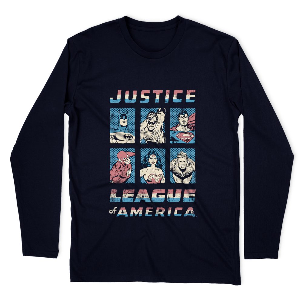 JUSTICE LEAGUE AMERICAN LEAGUE  LONG  SLEEVE T-SHIRT