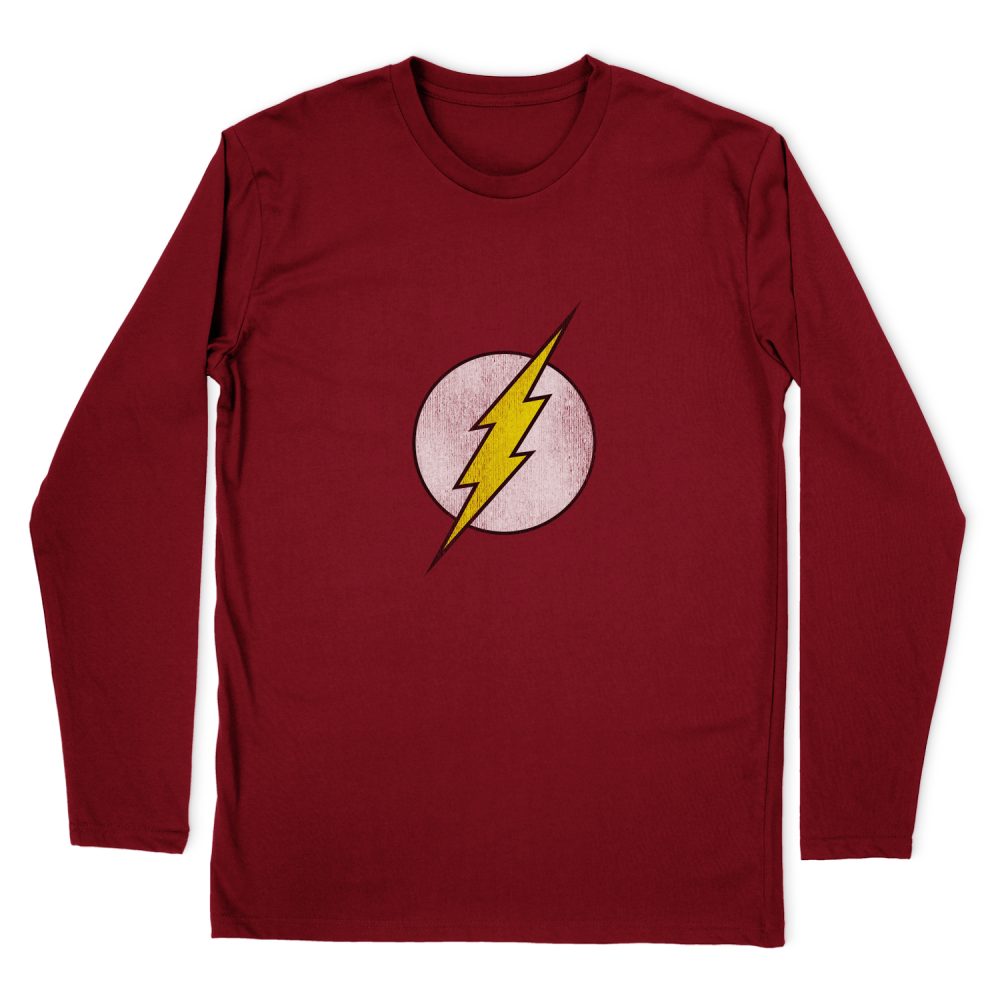 THE FLASH FLASH LOGO DISTRESSED LONG SLEEVE T-SHIRT