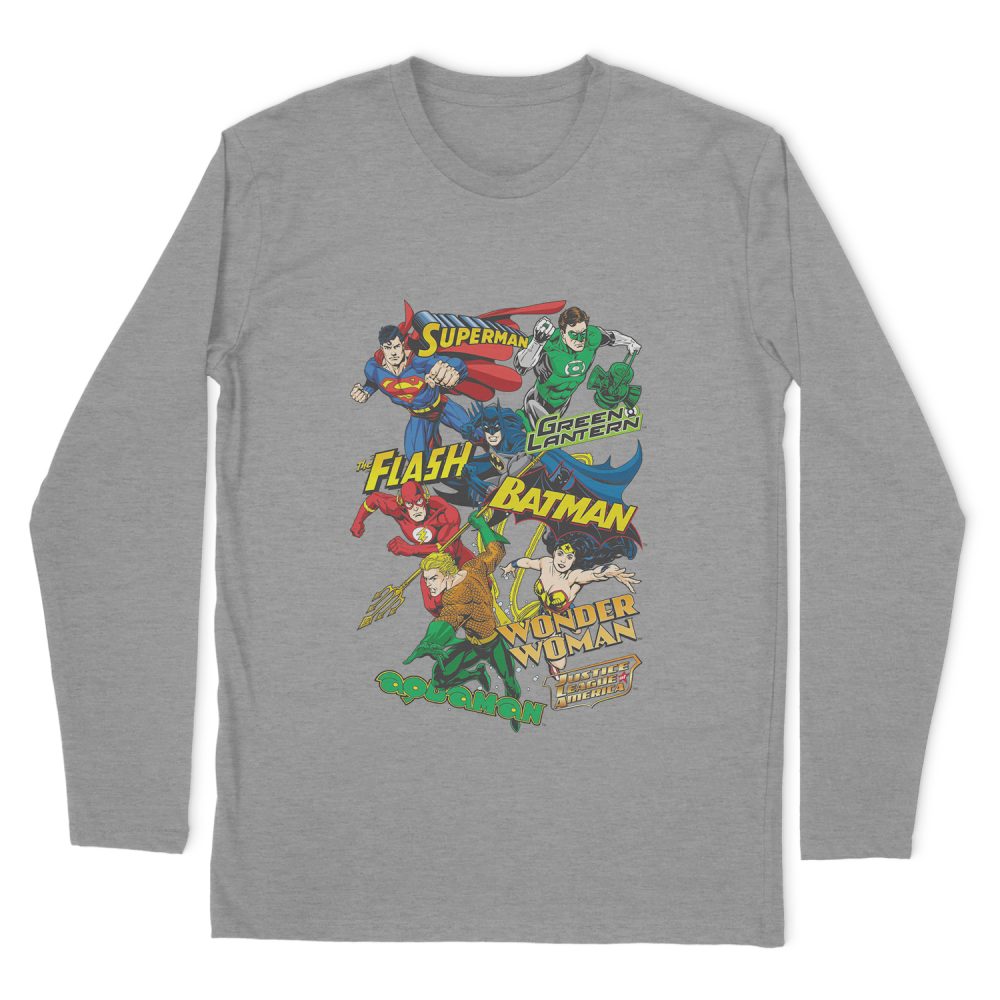 JUSTICE LEAGUE JUSTICE COLLAGE LONG SLEEVE T-SHIRT