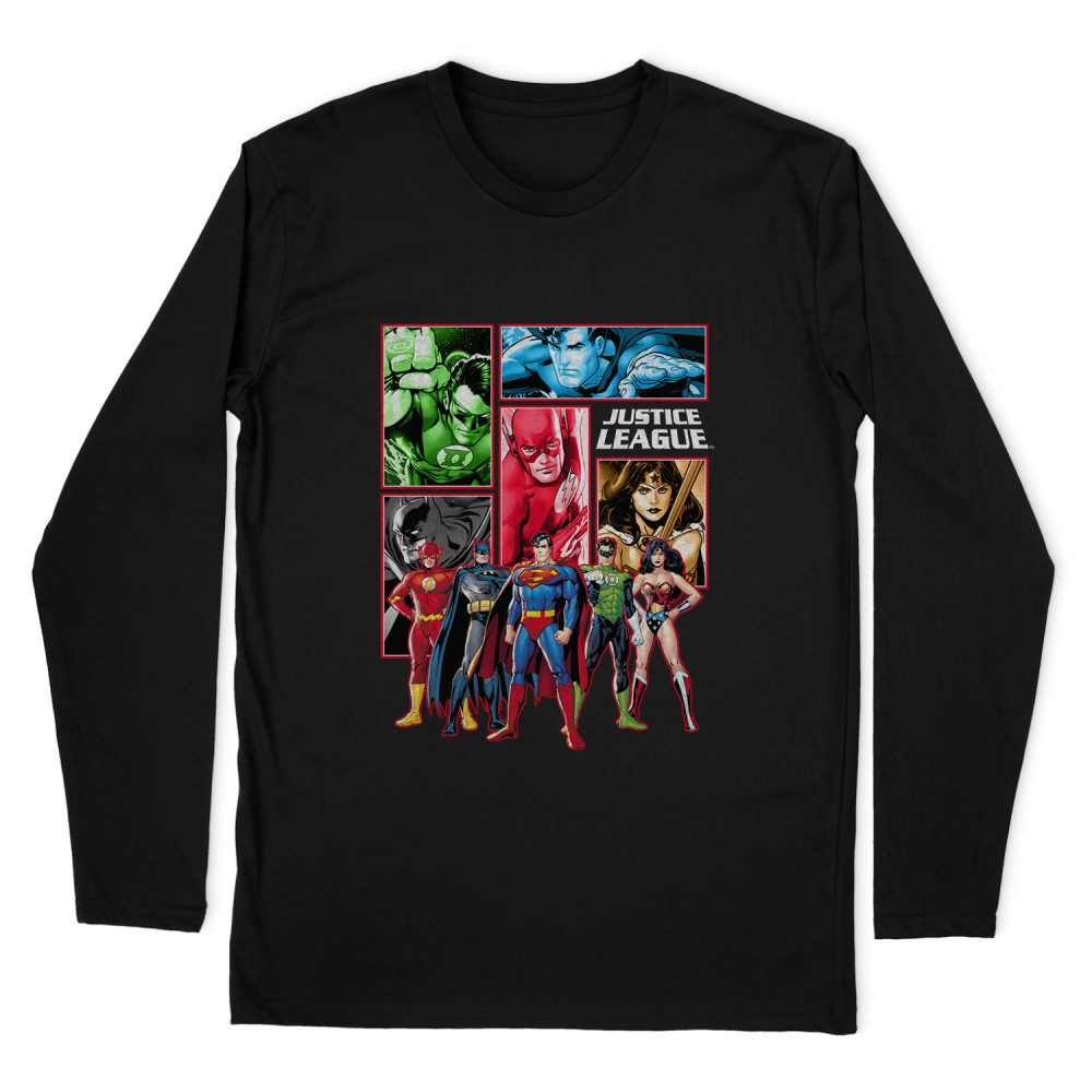 JUSTICE LEAGUE JUSTICE LEAGUE PANELS LONG SLEEVE T-SHIRT