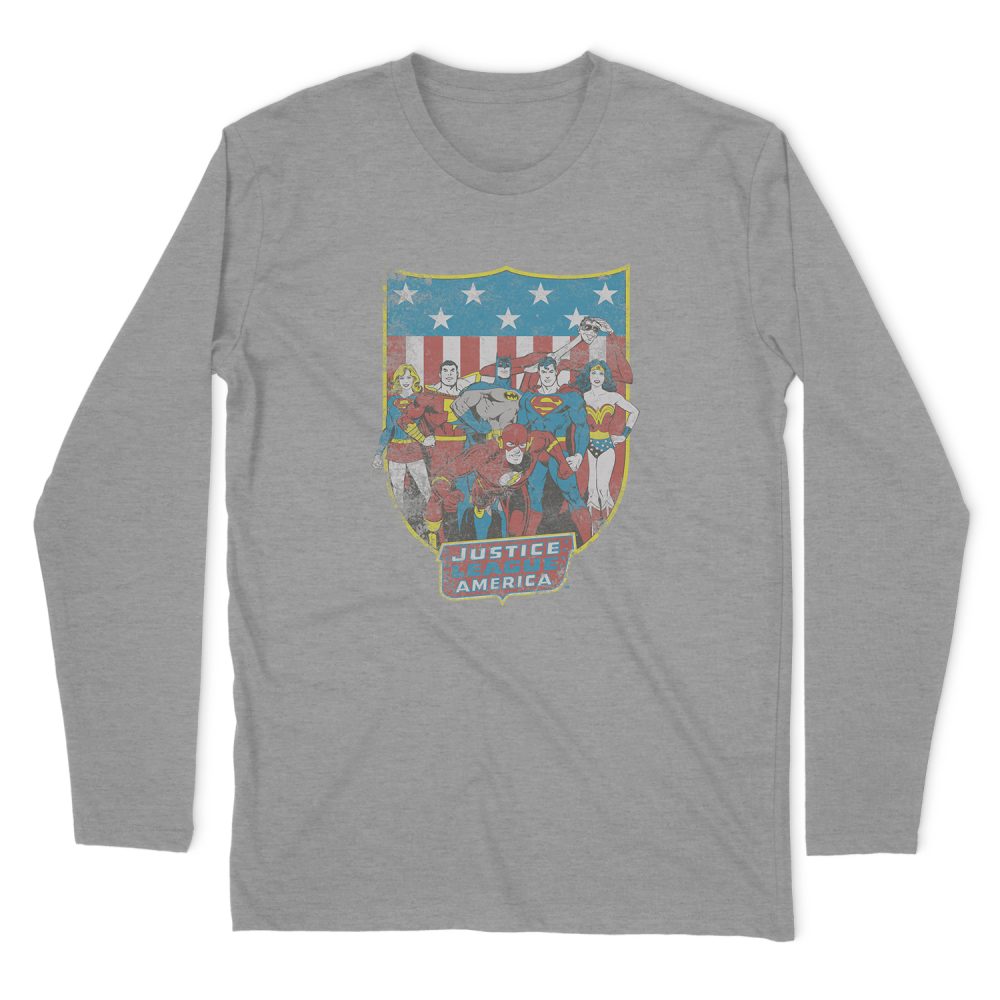DC COMICS JLA AMERICAN SHIELD LONG SLEEVE T-SHIRT