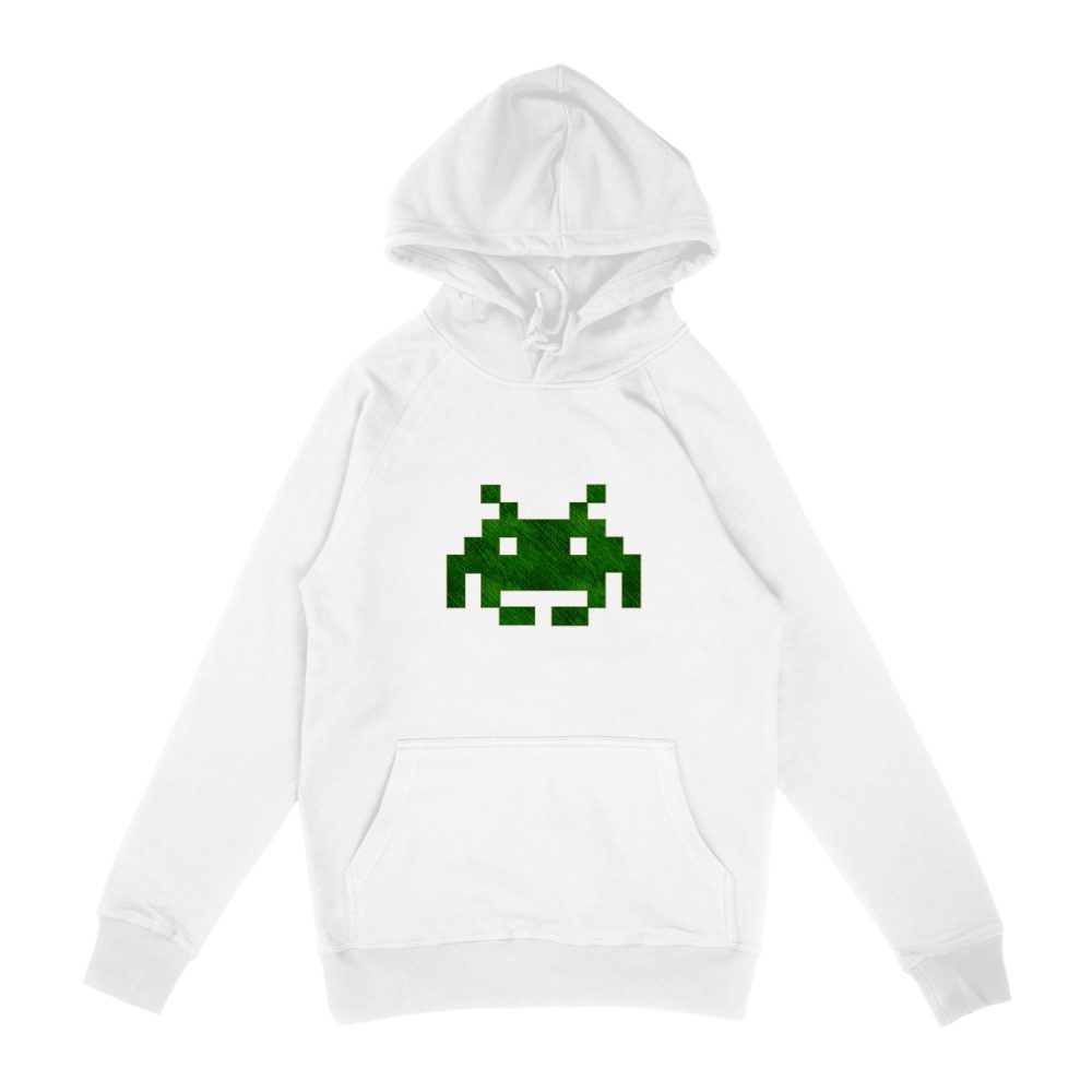 GEEK SPACE INVADERS GREEN DENIM HOODIE
