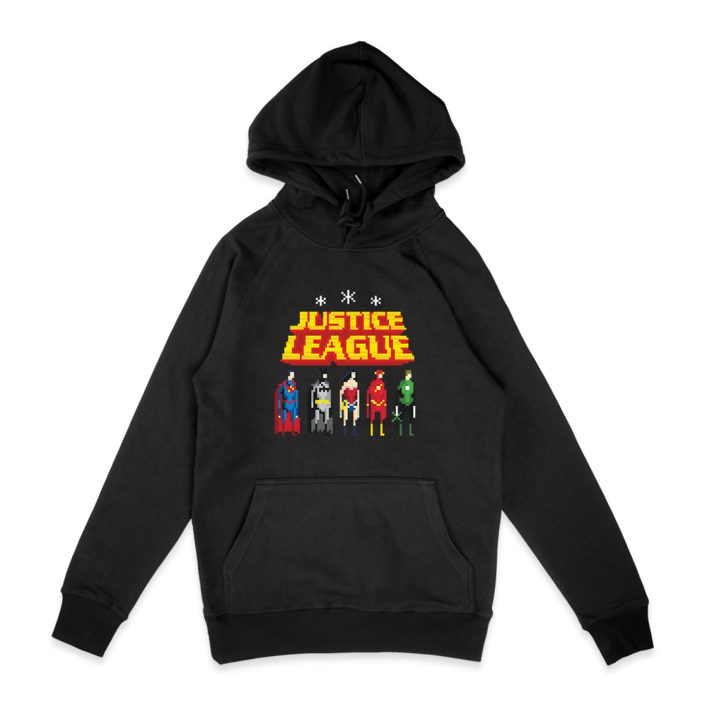 JUSTICE LEAGUE STANDING BELOW HOODIE