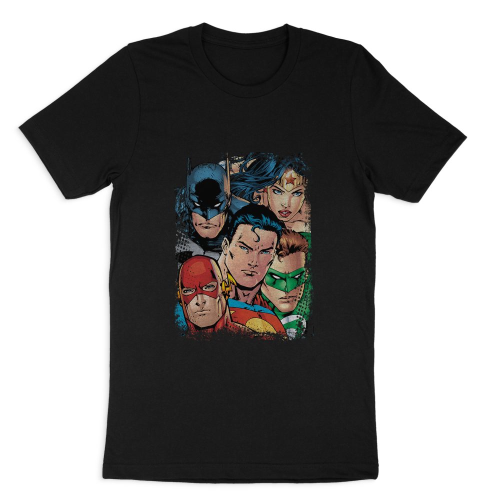 JUSTICE LEAGUE UP CLOSE AND PERSONAL SHORT SLEEVE T-SHIRT