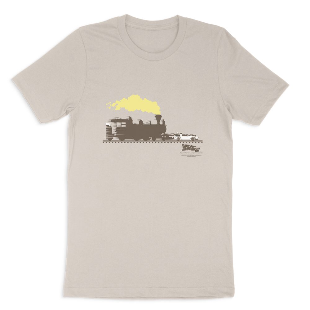 BACK TO THE FUTURE TRILOGY PUSHING THE DELOREAN SHORT SLEEVE T-SHIRT