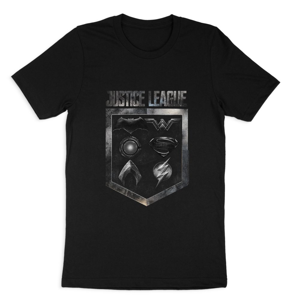 JUSTICE LEAGUE SHIELD OF EMBLEMS SHORT SLEEVE T-SHIRT