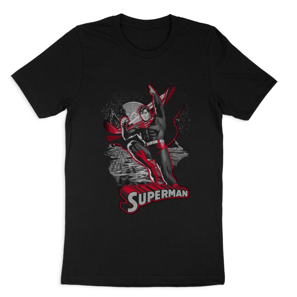 JUSTICE LEAGUE SUPERMAN RED & GRAY SHORT SLEEVE T-SHIRT