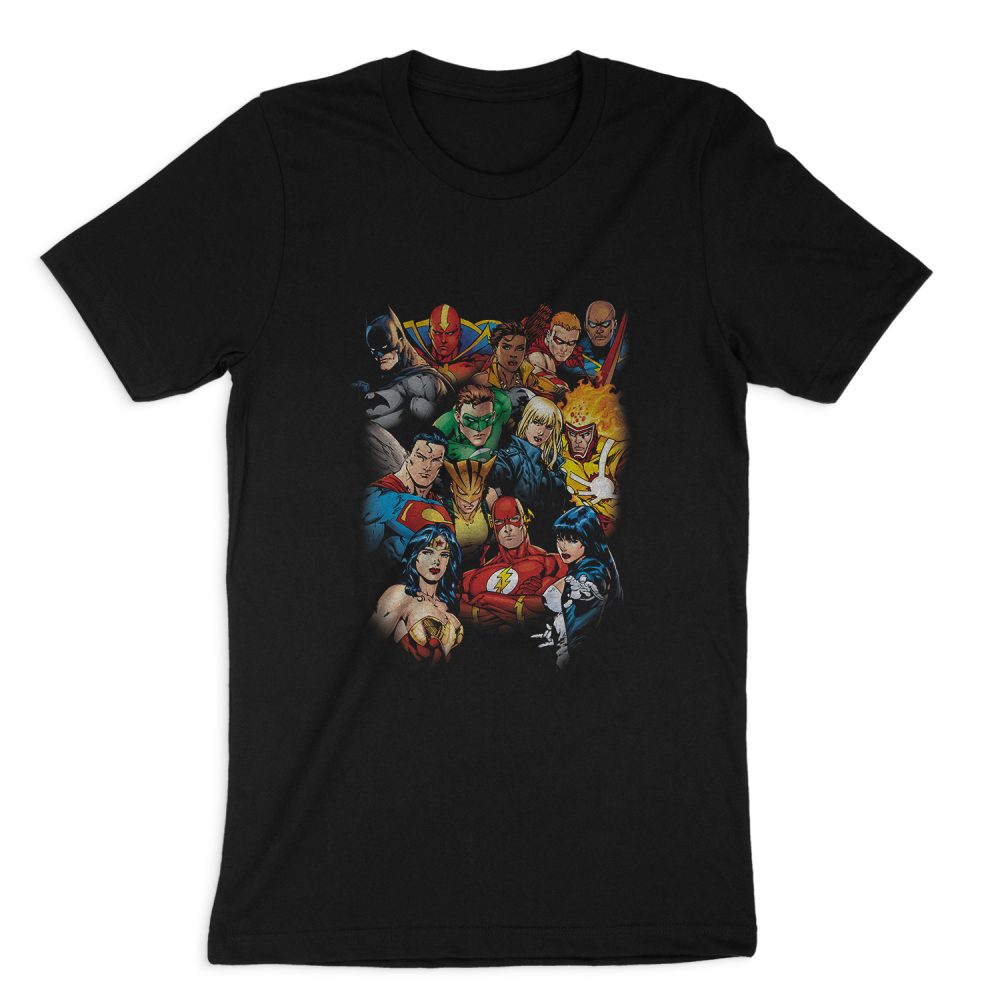 JUSTICE LEAGUE THE LEAGUES ALL HERE SHORT SLEEVE T-SHIRT