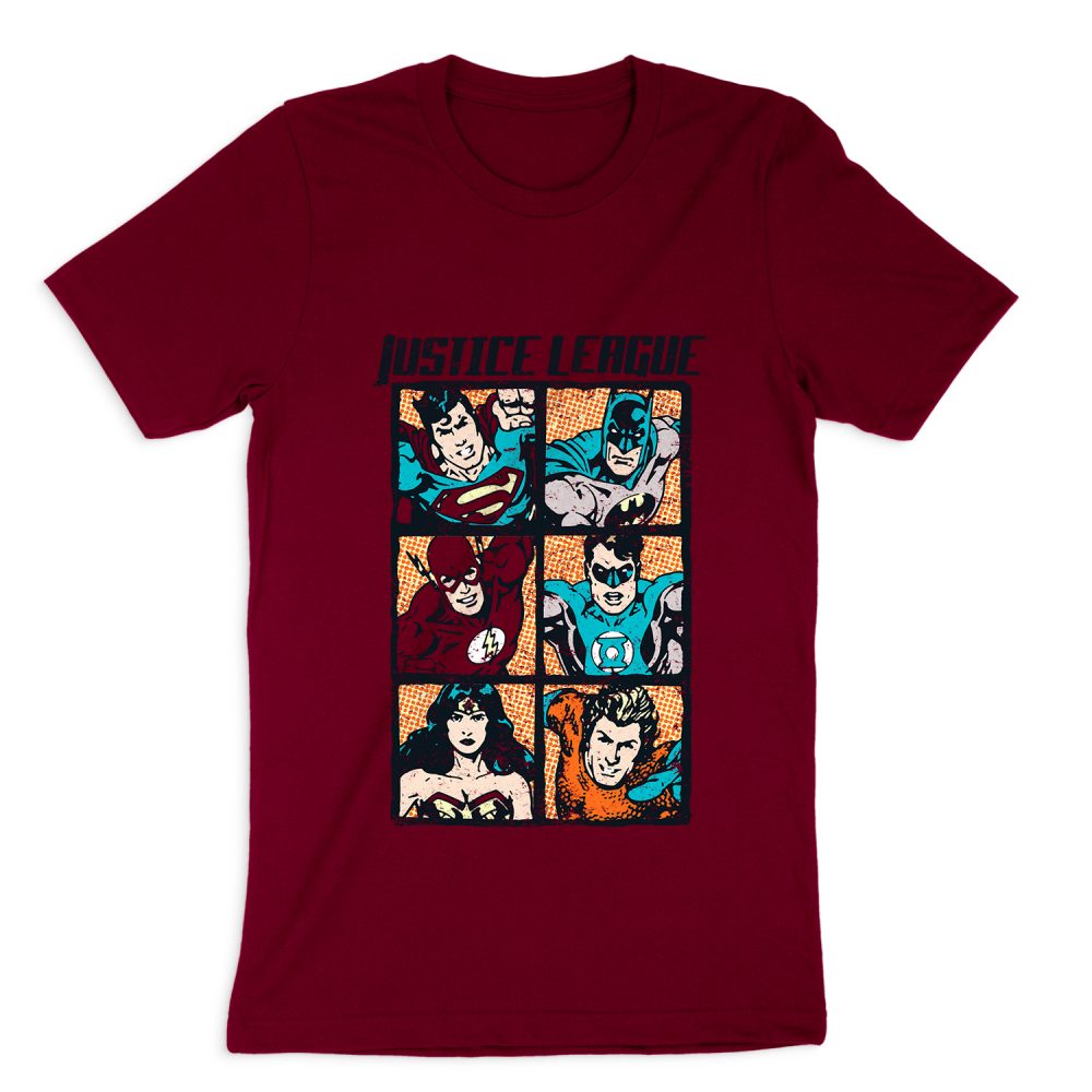JUSTICE LEAGUE ROUGH PANELS SHORT SLEEVE T-SHIRT