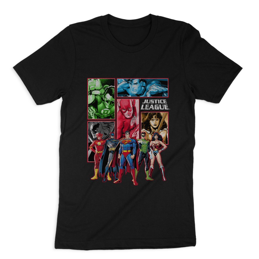 JUSTICE LEAGUE JUSTICE LEAGUE PANELS SHORT SLEEVE T-SHIRT