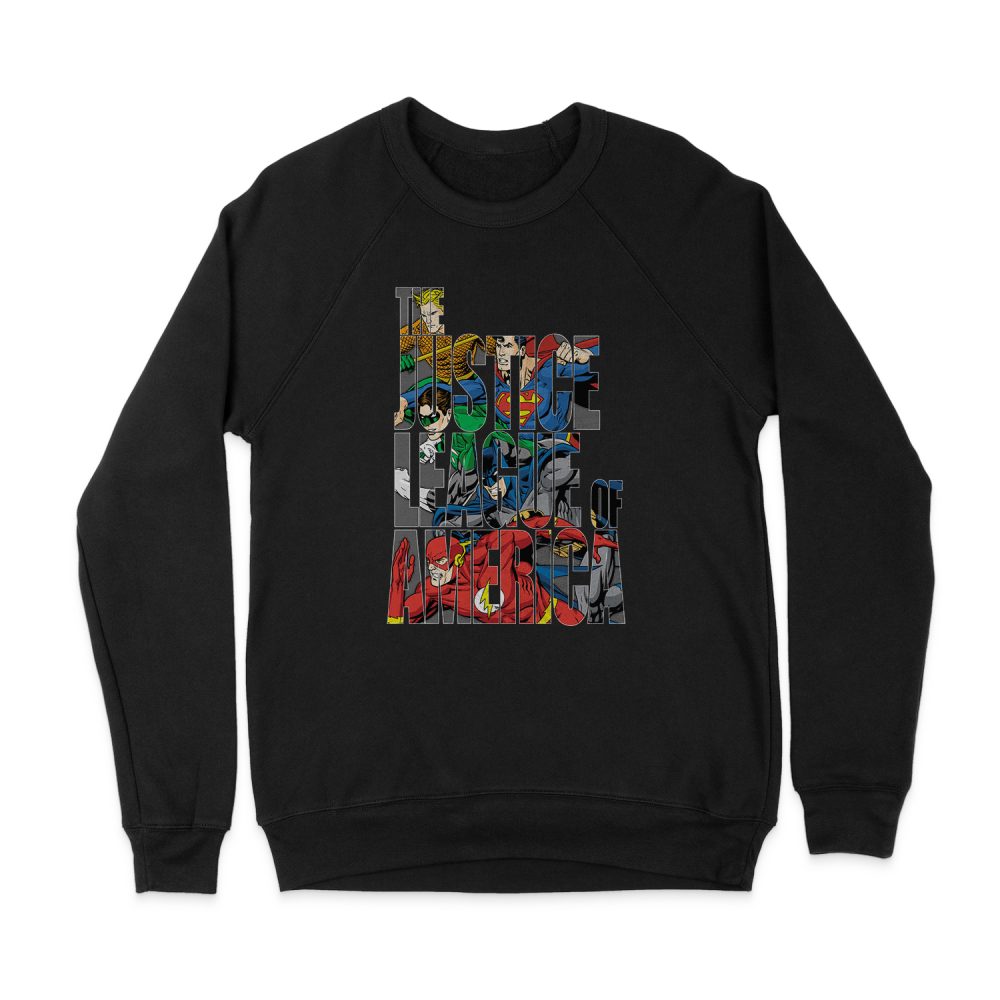 JUSTICE LEAGUE LETTERED LEAGUE SWEATSHIRT
