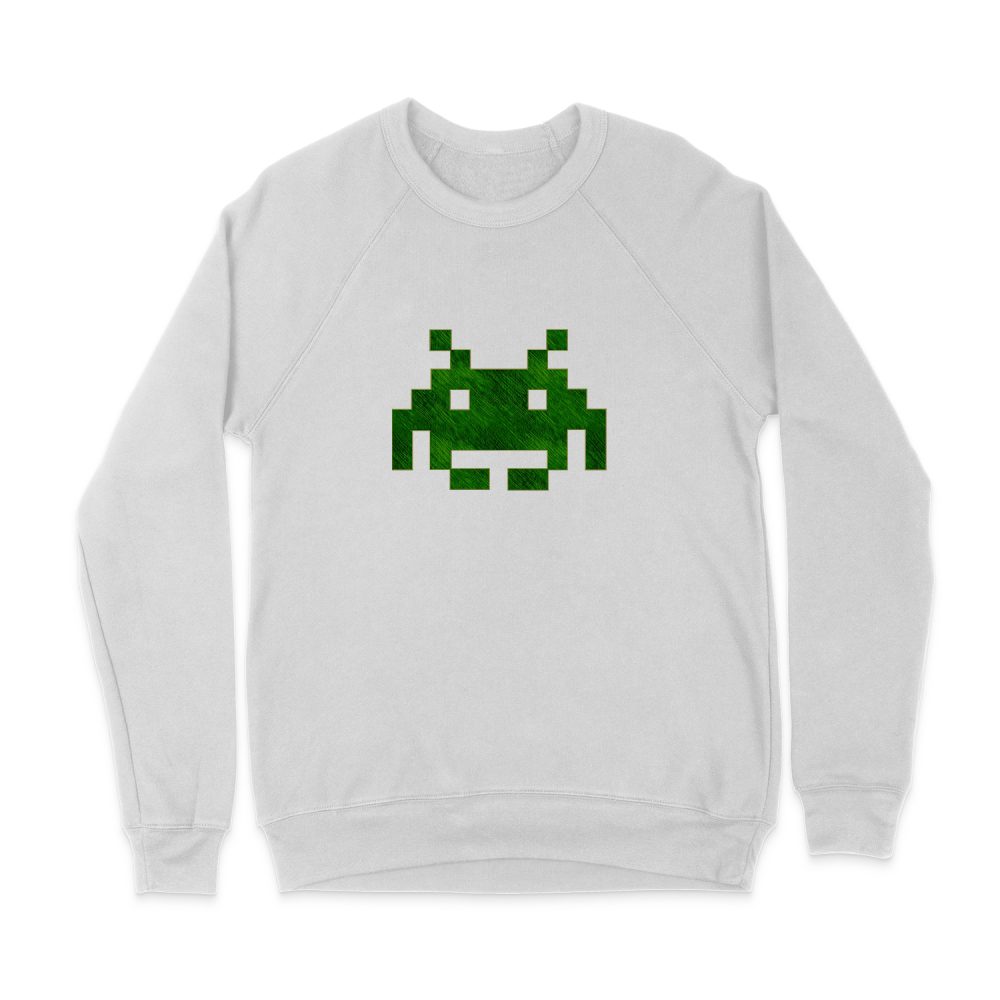 GEEK SPACE INVADERS GREEN DENIM SWEATSHIRT