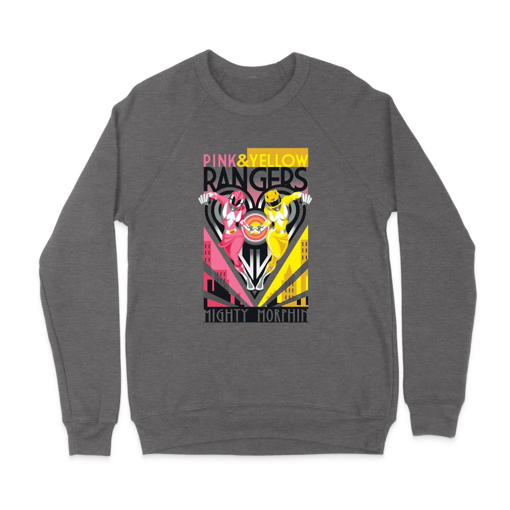 MIGHTY MORPHIN POWER RANGERS PINK & YELLOW DECO SWEATSHIRT