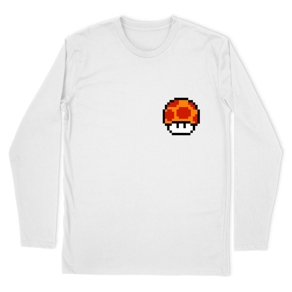 8-BIT MEGA MUCHROOM SUPER MARIO LONG SLEEVE T-SHIRT