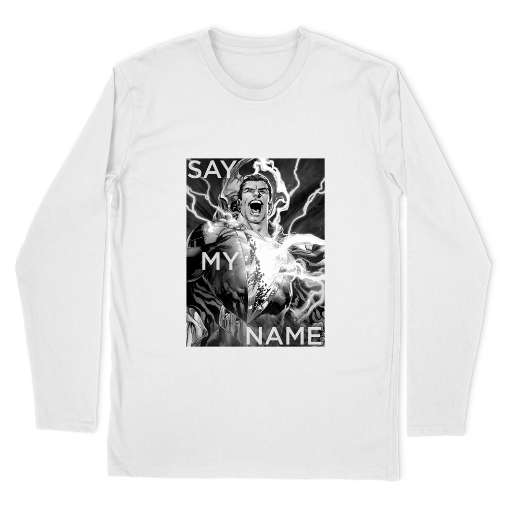 JUSTICE LEAGUE SAY MY NAME BLACK & WHITE LONG SLEEVE T-SHIRT
