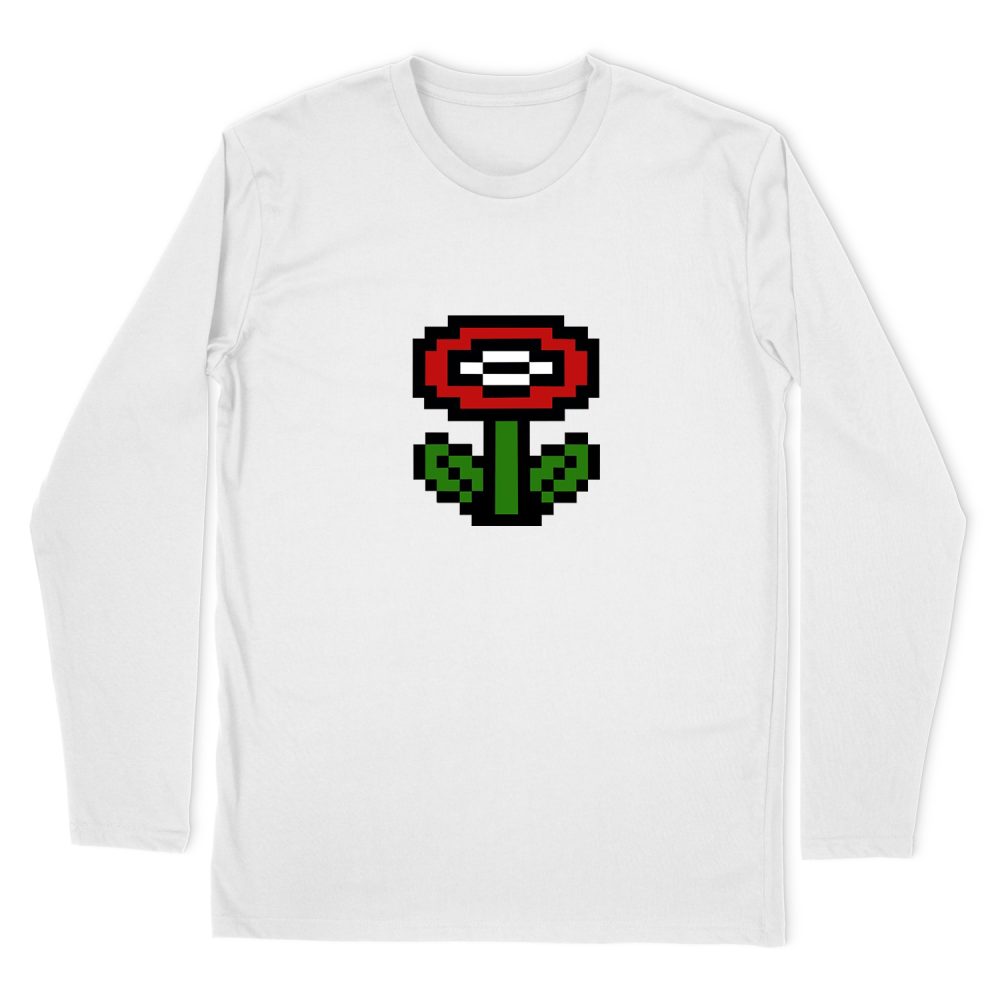 8-BIT FIRE FLOWER SUPER MARIO LONG SLEEVE T-SHIRT