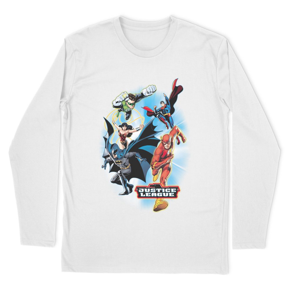 JUSTICE LEAGUE AT YOUR SERVICE LONG SLEEVE T-SHIRT