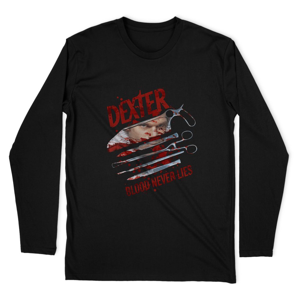 DEXTER BLOOD NEVER LIES LONG SLEEVE T-SHIRT
