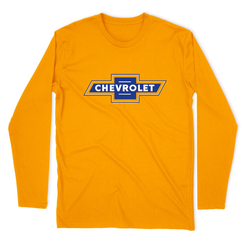 CHEVROLET BLUE AND GOLD VINTAGE BOWTIE LONG SLEEVE T-SHIRT