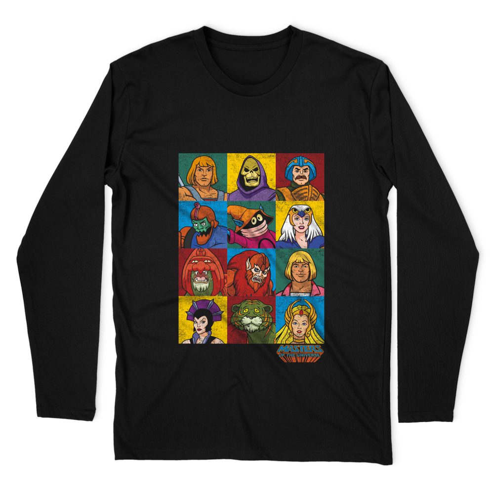 MASTERS OF THE UNIVERSE CHARACTER HEADS LONG SLEEVE T-SHIRT
