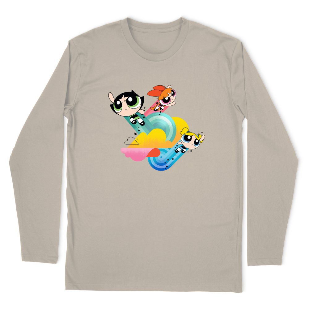 POWERPUFF GIRLS SPIRAL STREAKS LONG SLEEVE T-SHIRT