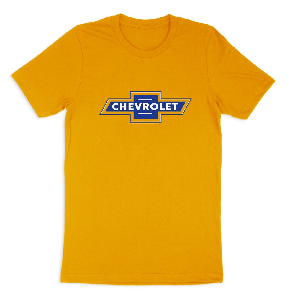 CHEVROLET BLUE AND GOLD VINTAGE BOWTIE SHORT SLEEVE T-SHIRT