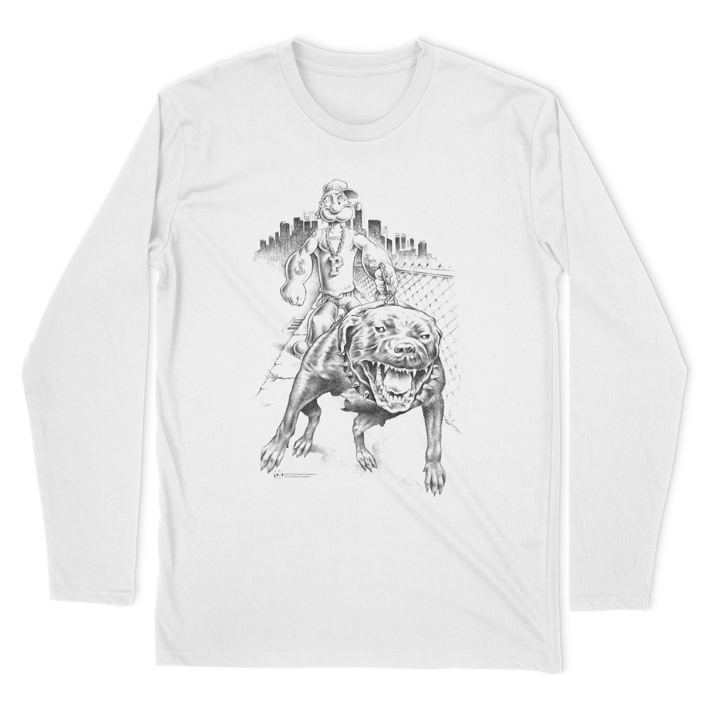 POPEYE WALKING THE DOG LONG SLEEVE T-SHIRT