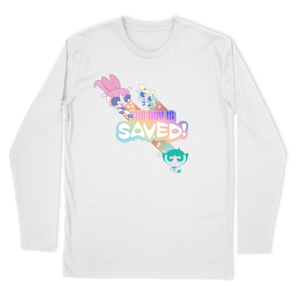 POWERPUFF GIRLS THE DAY IS SAVED LONG SLEEVE T-SHIRT