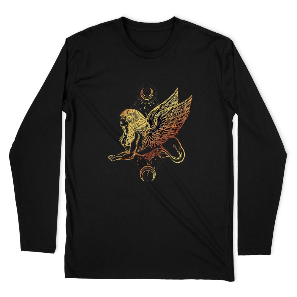 GOLD SPHINX EGYPTIAN GODDESS LONG SLEEVE T-SHIRT