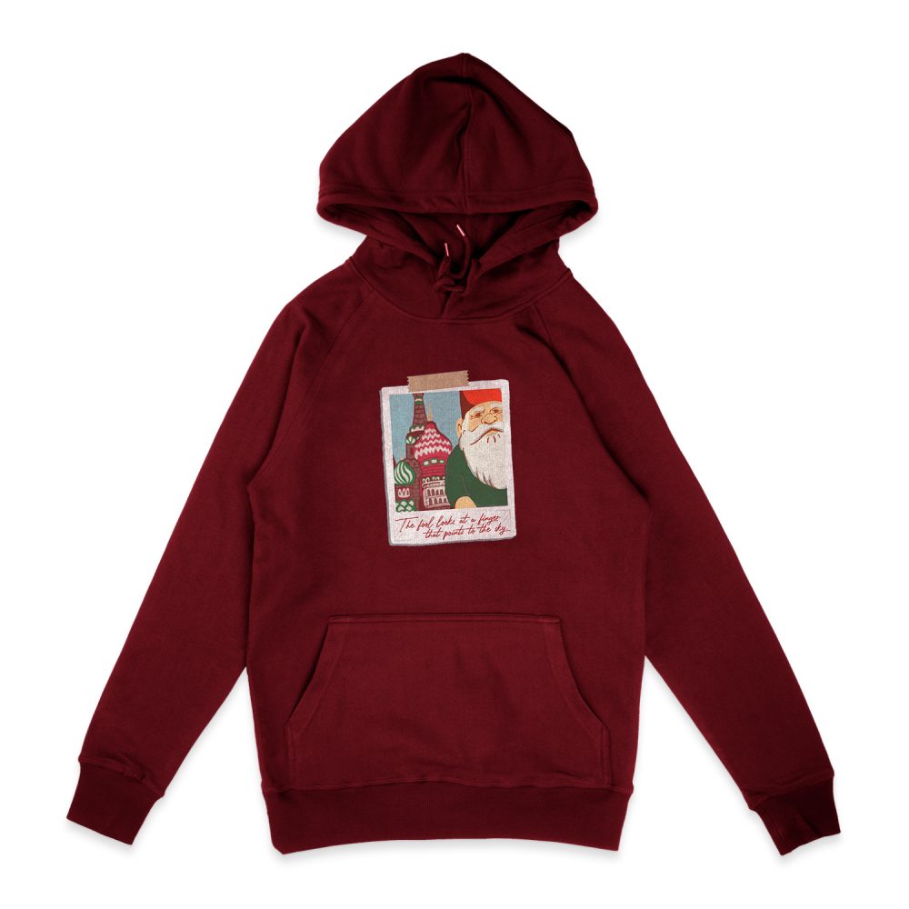 THE FOOL LOOKS AT A FINGER THAT POINTS TO THE SKY - TRAVELLING GNOME HOODIE