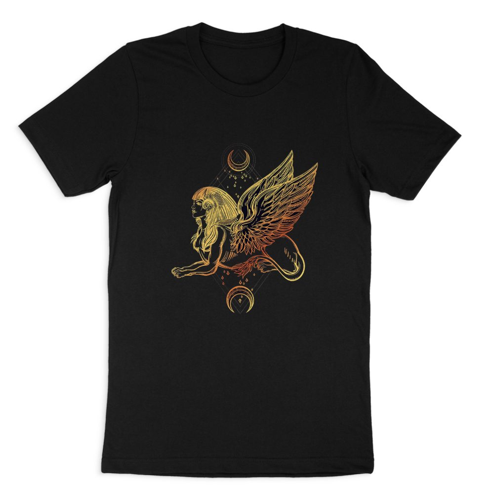 GOLD SPHINX EGYPTIAN GODDESS SHORT SLEEVE T-SHIRT